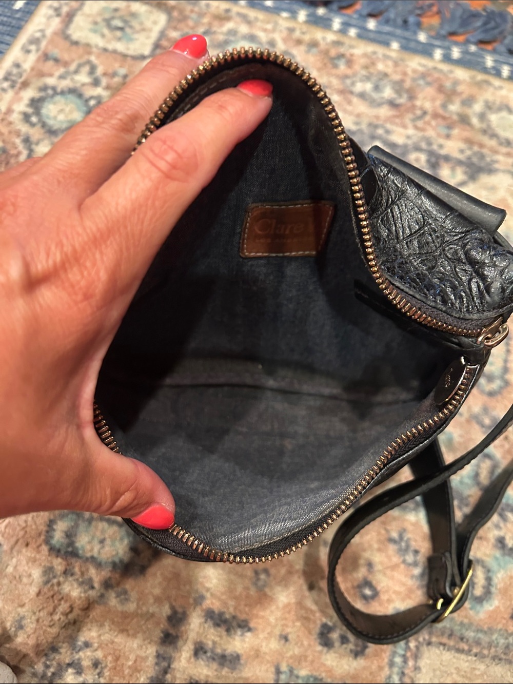 Clare V Black Croc Belt Bag with Gold Hardware - Picture 8 of 13